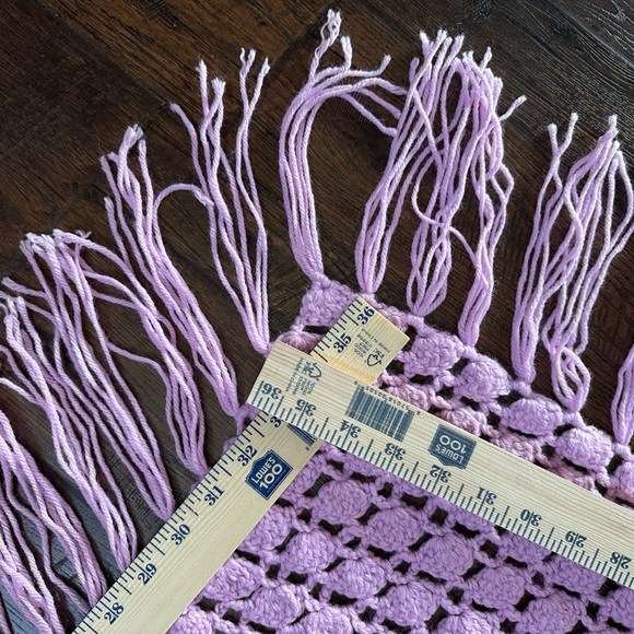 Pink Mauve Crochet Shawl handmade 36” each side 6” fringe - Picture 7 of 14